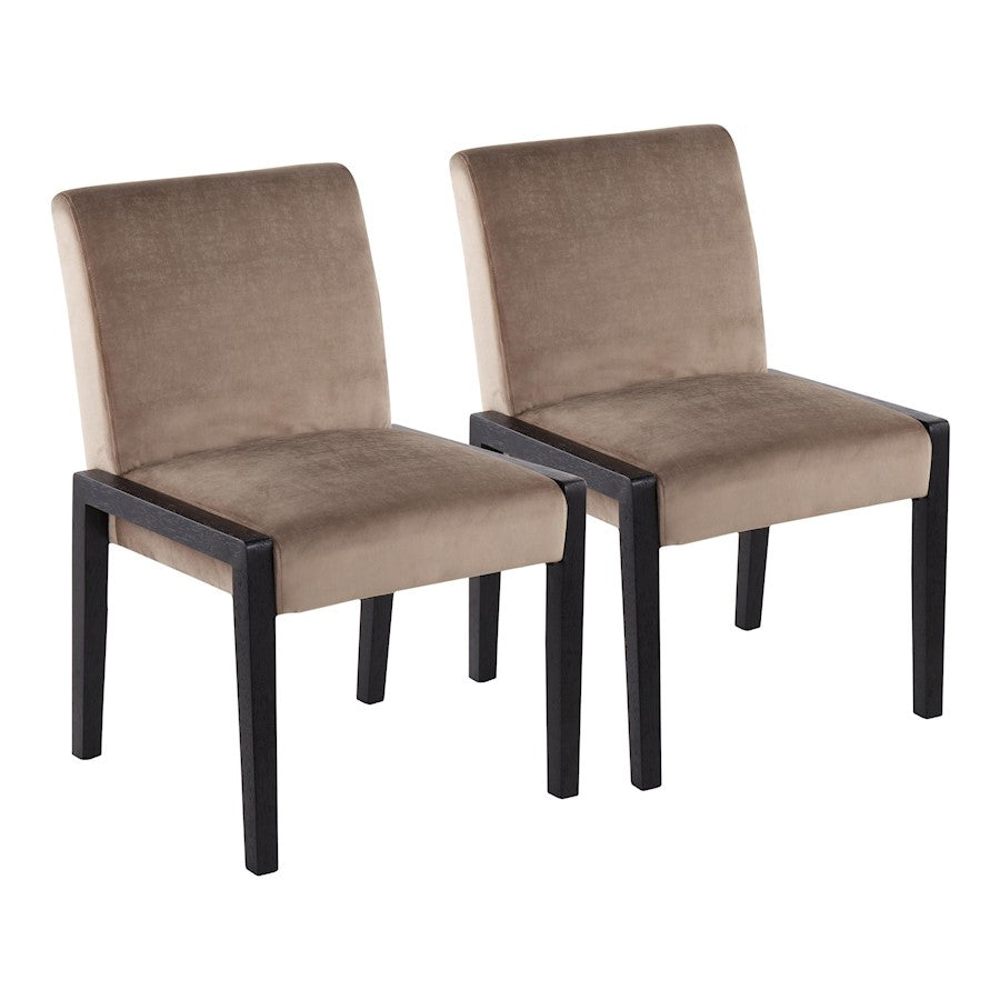 LumiSource Carmen Chair, Set of 2, Black/Crushed Light Brown - DC-CARMENBKCVLBN2