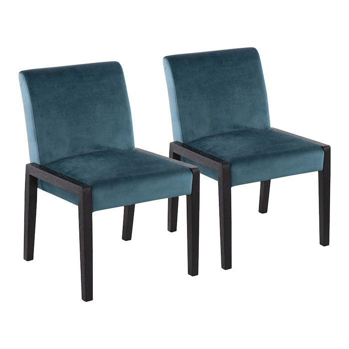 LumiSource Carmen Chair, Set of 2, Black/Crushed Teal Velvet - DC-CARMENBKCVTL2