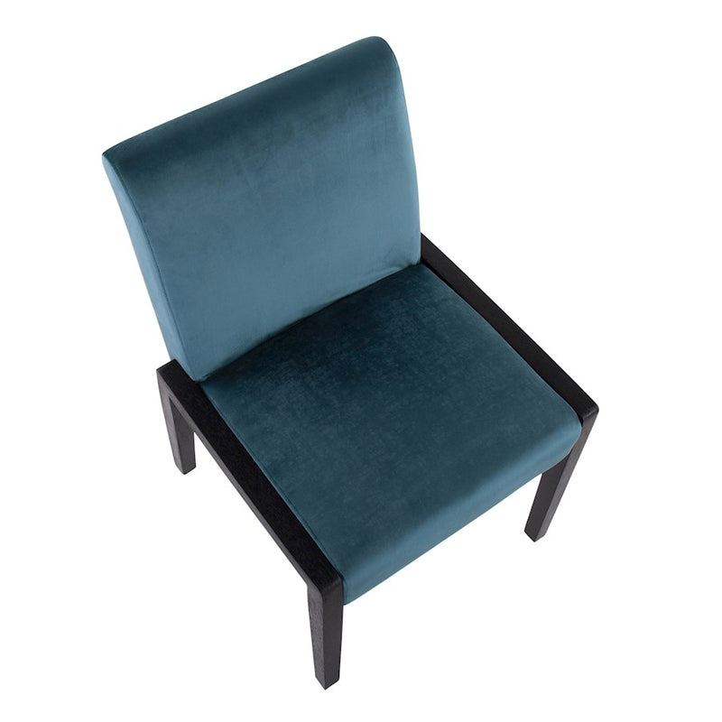 LumiSource Carmen Chair, Set of 2, Black/Crushed Teal Velvet