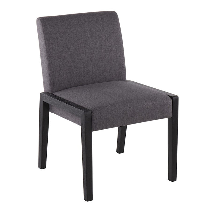 LumiSource Carmen Chair, Set of 2, Black Wood/Grey Fabric