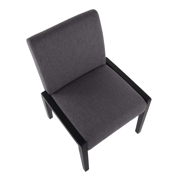 LumiSource Carmen Chair, Set of 2, Black Wood/Grey Fabric