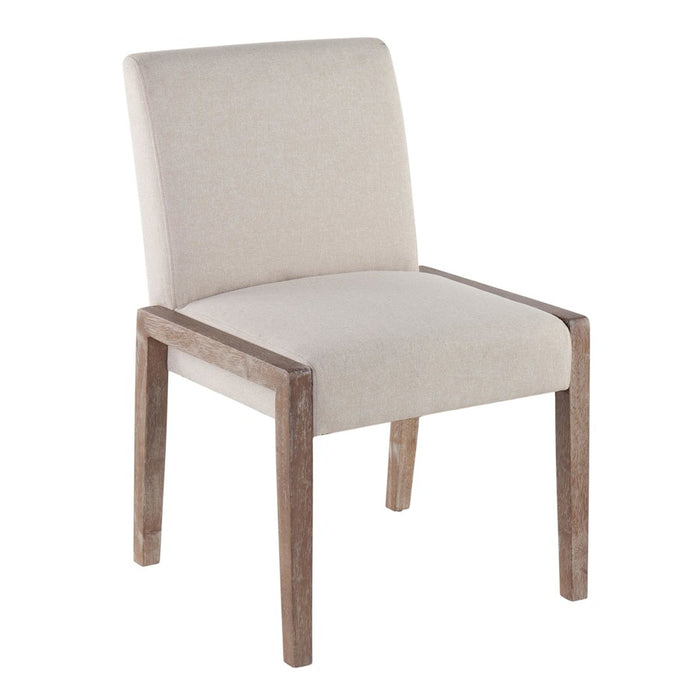 LumiSource Carmen Chair, Set of 2, White Washed Wood/Beige