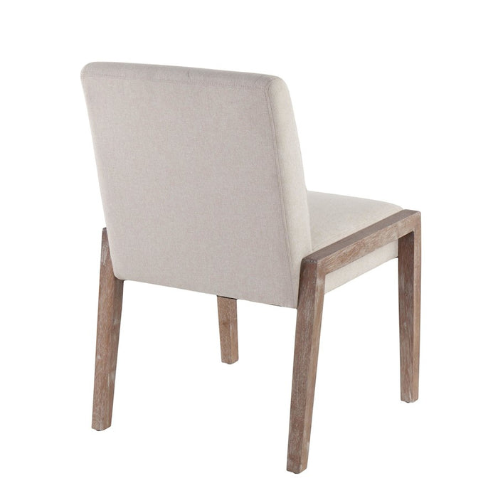 LumiSource Carmen Chair, Set of 2, White Washed Wood/Beige