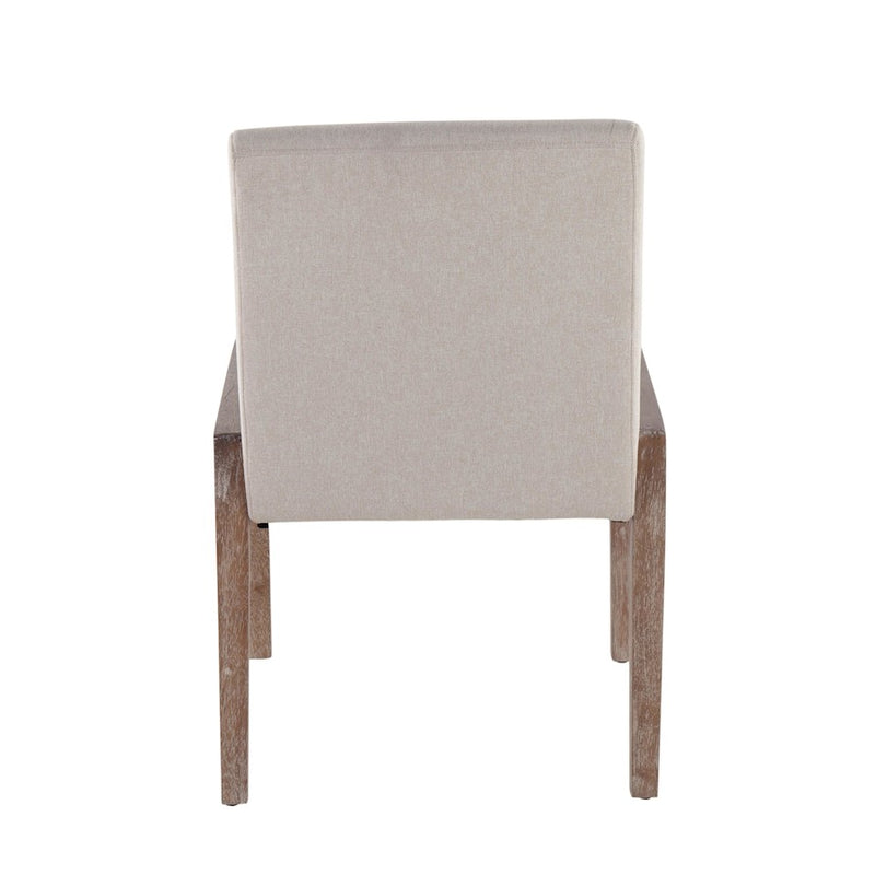 LumiSource Carmen Chair, Set of 2, White Washed Wood/Beige
