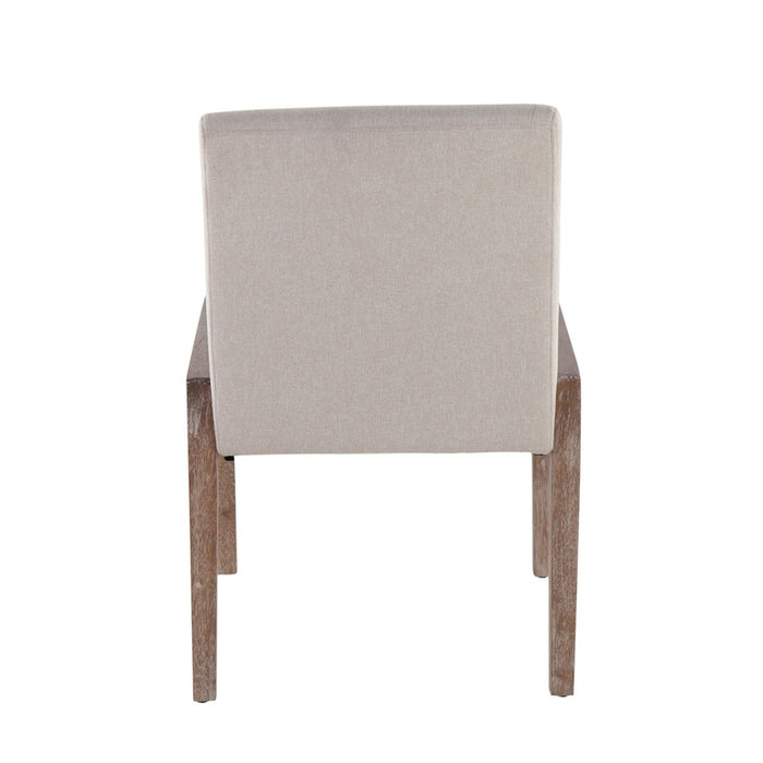 LumiSource Carmen Chair, Set of 2, White Washed Wood/Beige