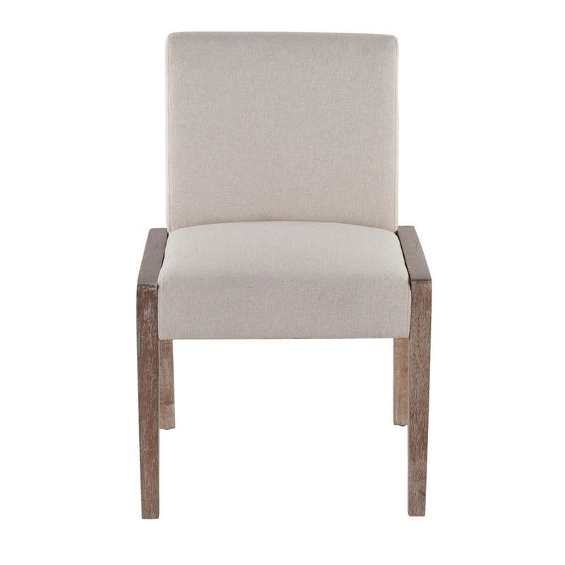 LumiSource Carmen Chair, Set of 2, White Washed Wood/Beige