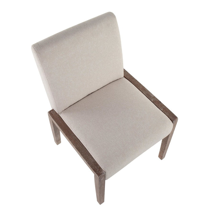LumiSource Carmen Chair, Set of 2, White Washed Wood/Beige