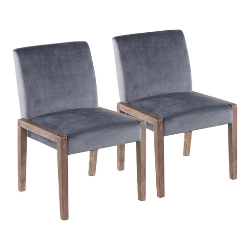 LumiSource Carmen Chair, Set of 2, White Washed/Crushed Blue - DC-CARMENWWCVBU2