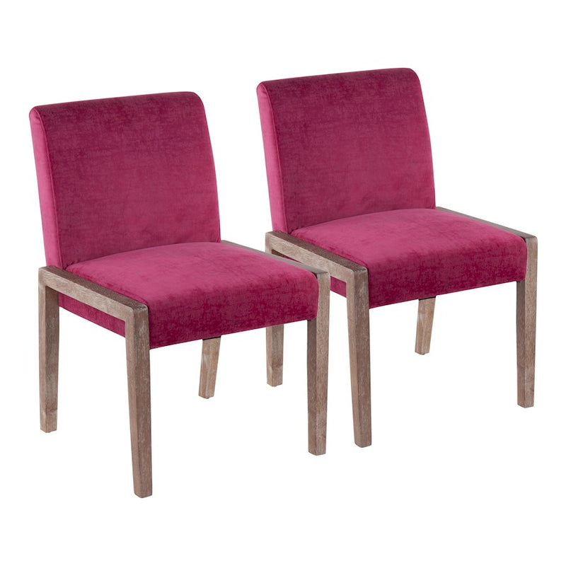 LumiSource Carmen Chair, Set of 2, White/Pink - DC-CARMENWWCVHP2