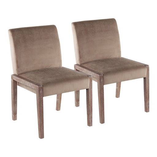 LumiSource Carmen Chair, Set of 2, White/Brown - DC-CARMENWWCVLBN2