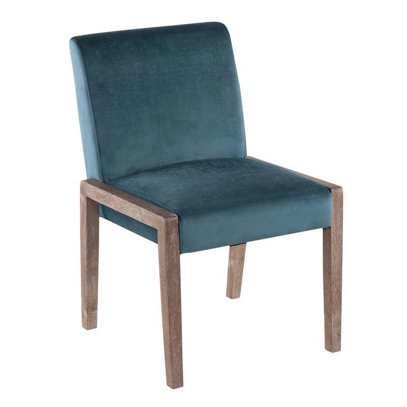 LumiSource Carmen Chair, Set of 2, White Washed/Crushed Teal