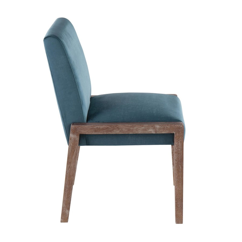 LumiSource Carmen Chair, Set of 2, White Washed/Crushed Teal