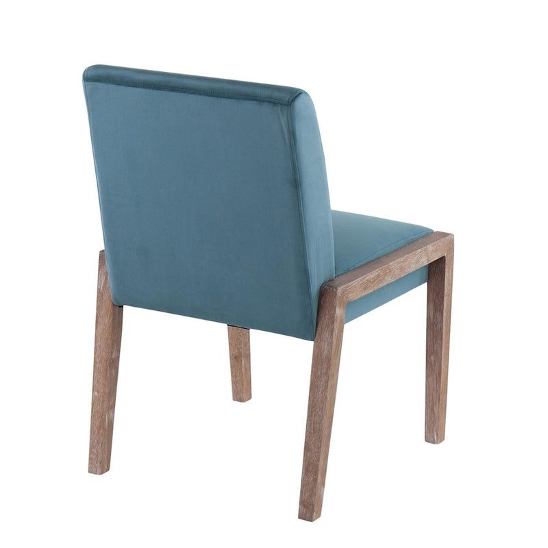 LumiSource Carmen Chair, Set of 2, White Washed/Crushed Teal