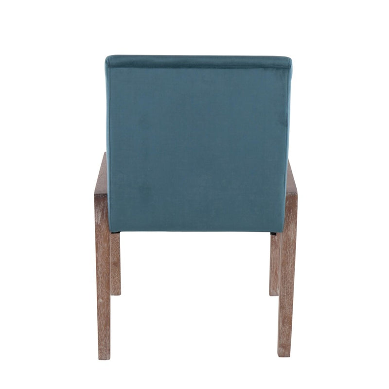 LumiSource Carmen Chair, Set of 2, White Washed/Crushed Teal