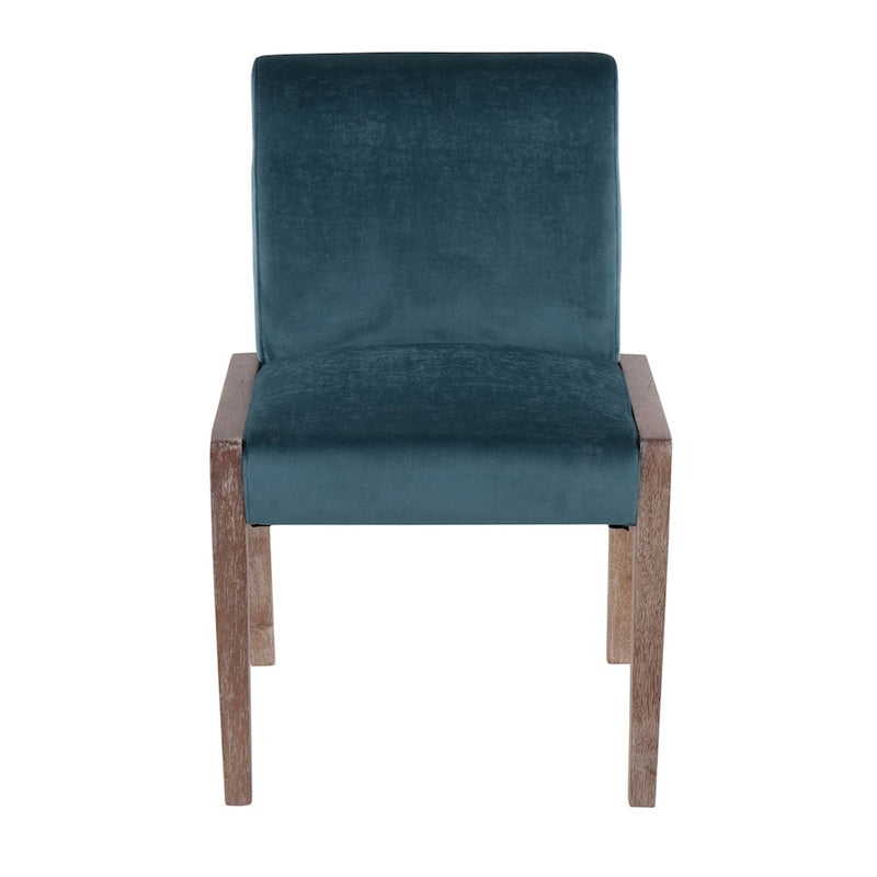 LumiSource Carmen Chair, Set of 2, White Washed/Crushed Teal