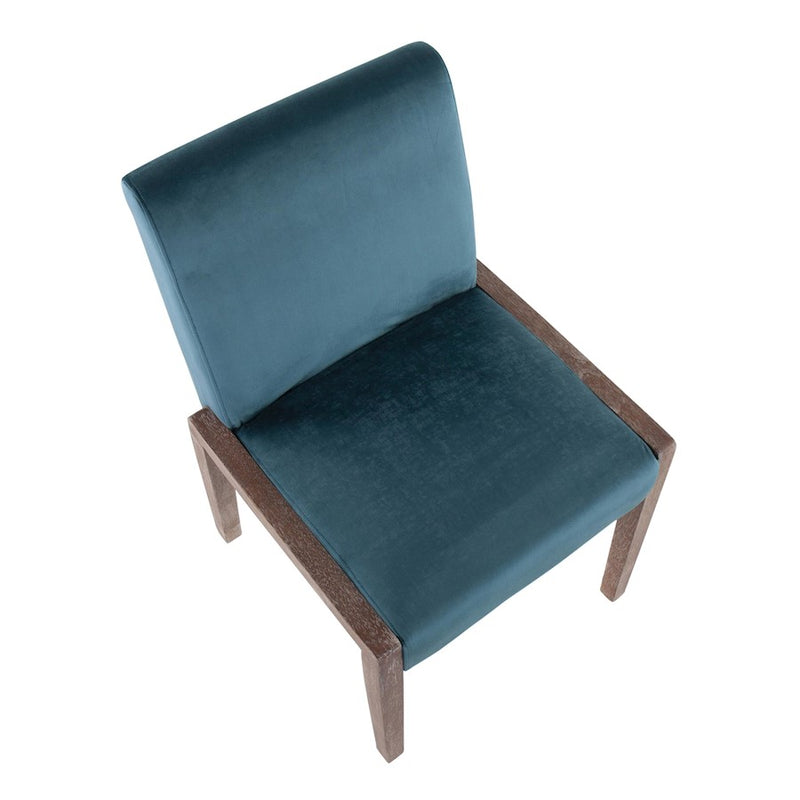 LumiSource Carmen Chair, Set of 2, White Washed/Crushed Teal