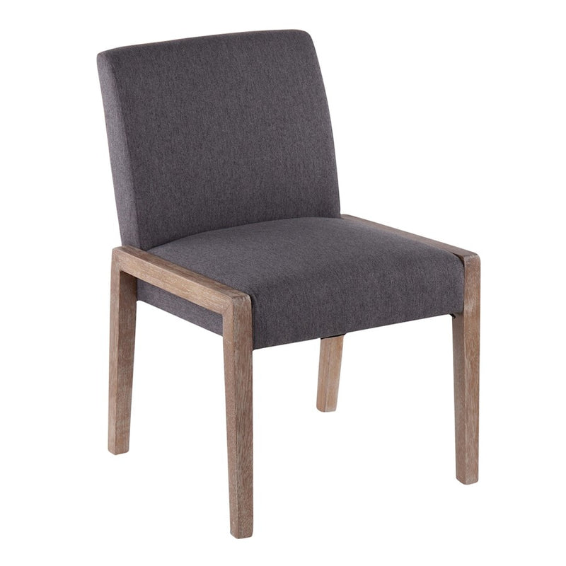 LumiSource Carmen Chair Set of 2 | White Washed Wood & Grey Fabric | Dining Room & Living Room Accent | 23.25 x 21.5 x 32.5 in | Model DC-CARMENWWGY2