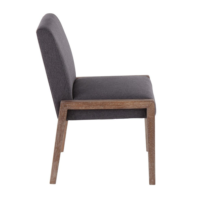 LumiSource Carmen Chair, Set of 2, White Washed Wood/Grey