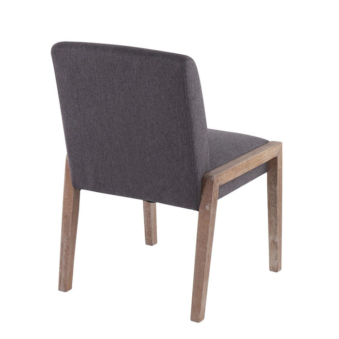 LumiSource Carmen Chair, Set of 2, White Washed Wood/Grey