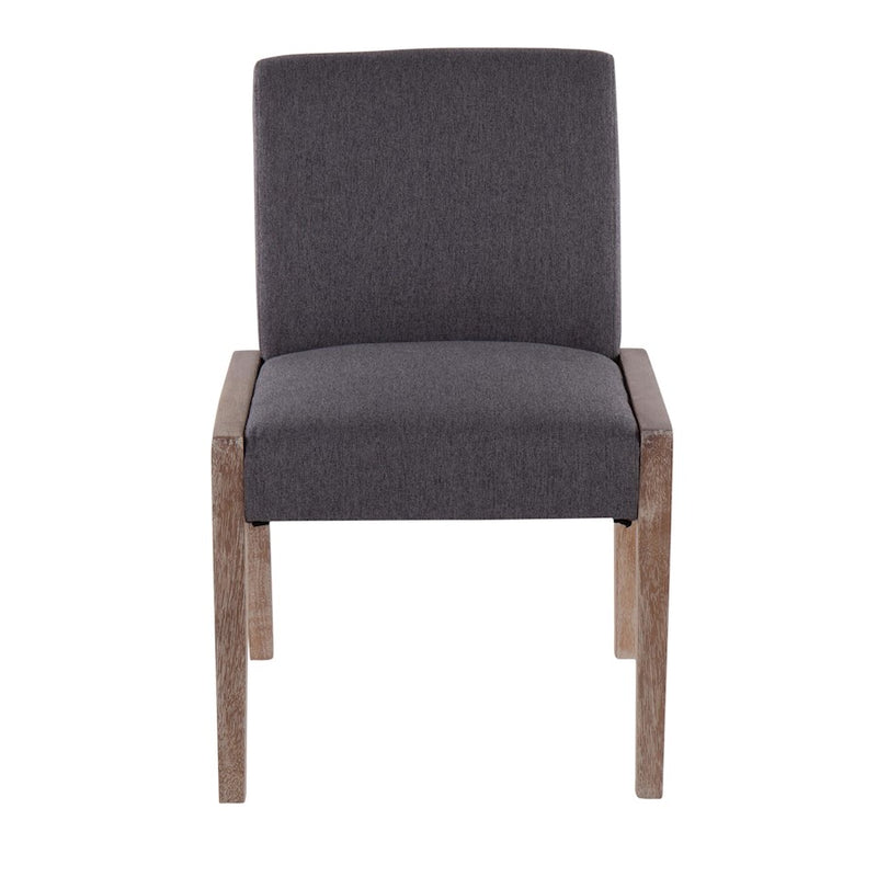 LumiSource Carmen Chair Set of 2 | White Washed Wood & Grey Fabric | Dining Room & Living Room Accent | 23.25 x 21.5 x 32.5 in | Model DC-CARMENWWGY2