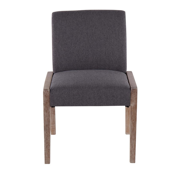 LumiSource Carmen Chair, Set of 2, White Washed Wood/Grey