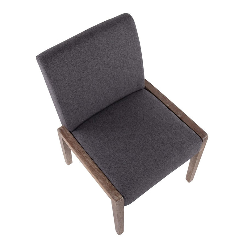 LumiSource Carmen Chair Set of 2 | White Washed Wood & Grey Fabric | Dining Room & Living Room Accent | 23.25 x 21.5 x 32.5 in | Model DC-CARMENWWGY2