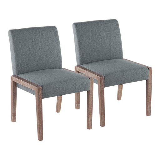 LumiSource Carmen Chair, Set of 2, White Washed Wood/Teal - DC-CARMENWWTL2