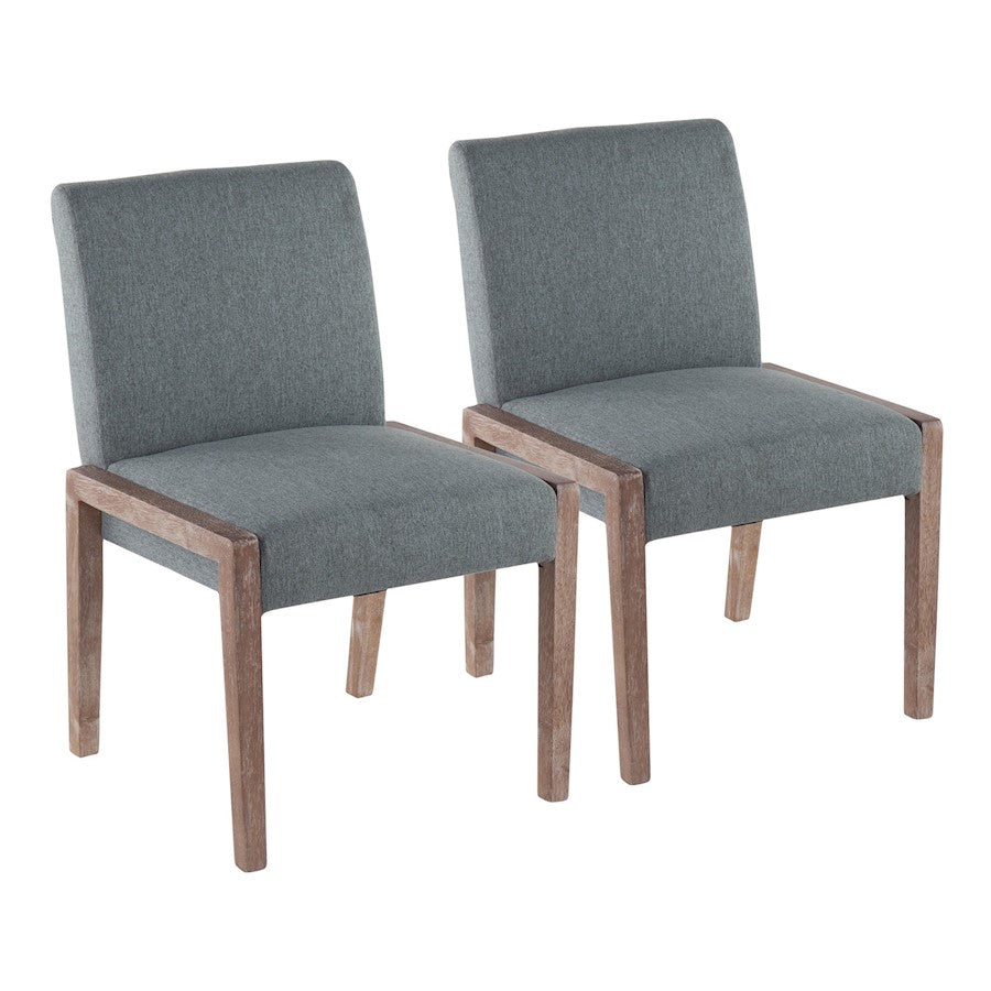 LumiSource Carmen Chair, Set of 2, White Washed Wood/Teal - DC-CARMENWWTL2