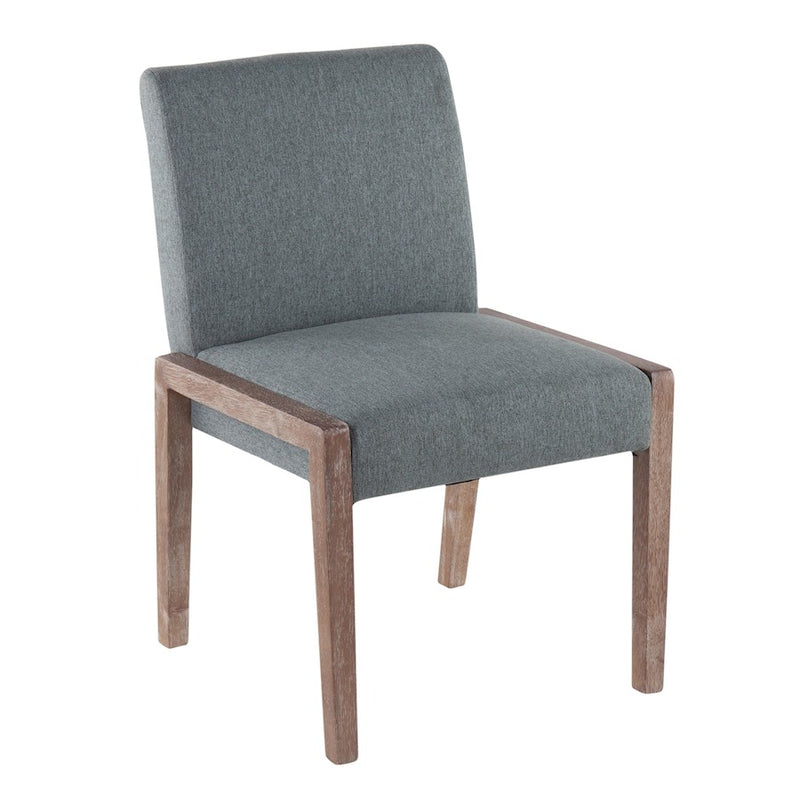 LumiSource Carmen Chair, Set of 2, White Washed Wood/Teal
