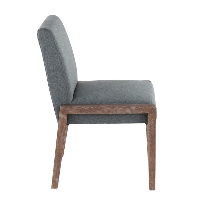 LumiSource Carmen Chair, Set of 2, White Washed Wood/Teal