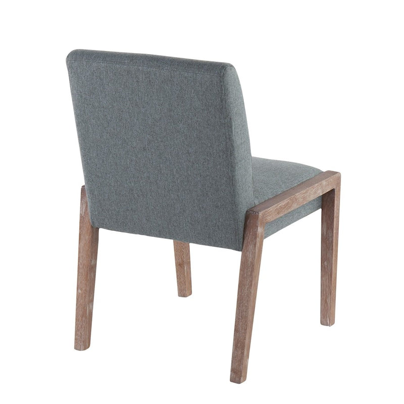 LumiSource Carmen Chair, Set of 2, White Washed Wood/Teal