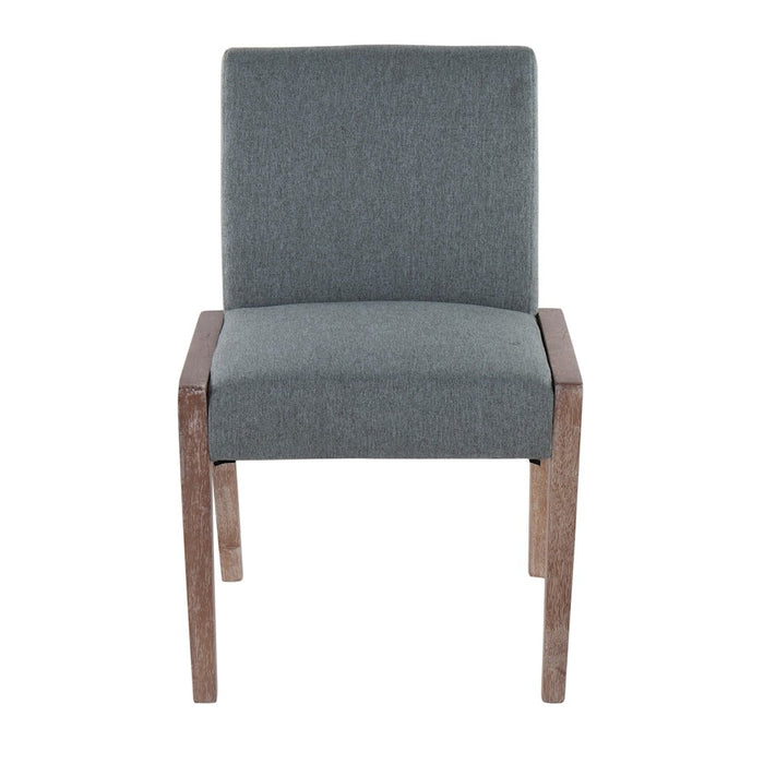 LumiSource Carmen Chair, Set of 2, White Washed Wood/Teal