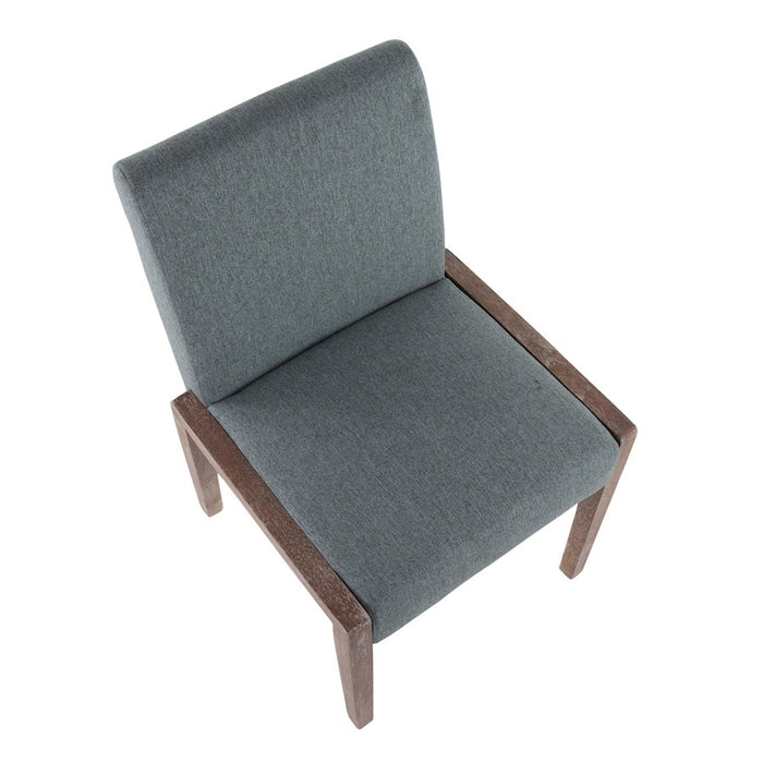 LumiSource Carmen Chair, Set of 2, White Washed Wood/Teal