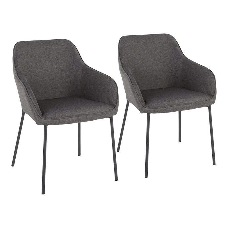 LumiSource Daniella Set of 2 Dining Chair | Black Metal & Cream Fabric | Dining Room & Living Room Seating | Model DC-DANIELLABKCR2