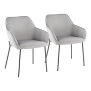 LumiSource Daniella Dining Chair Set of 2 | Contemporary Black Metal and Grey Fabric | Dining Room & Living Room Seating | Model DC-DANIELLABKGY2