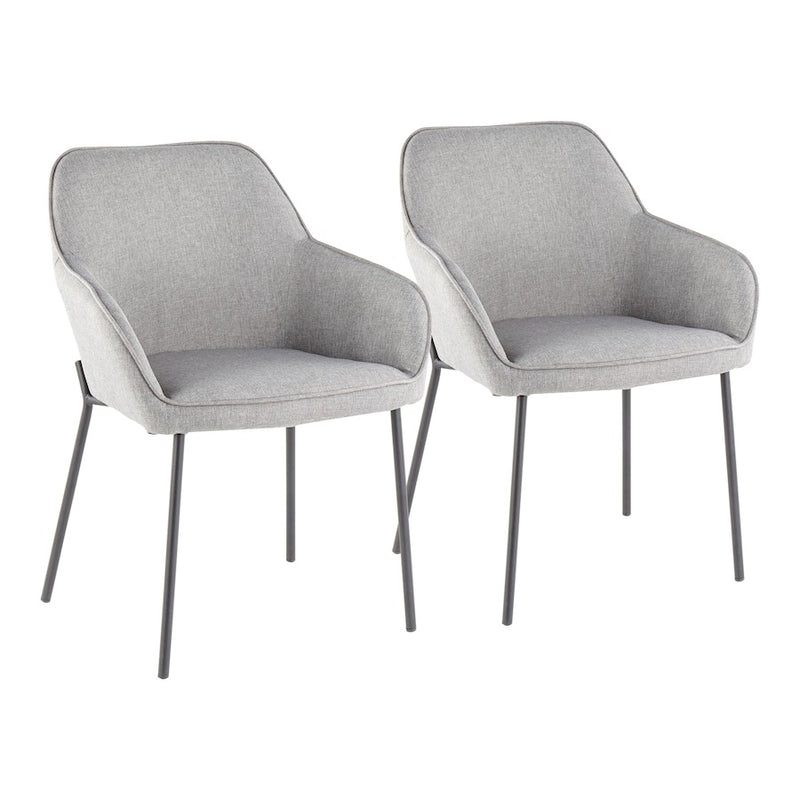 LumiSource Daniella Dining Chair Set of 2 | Contemporary Black Metal and Grey Fabric | Dining Room & Living Room Seating | Model DC-DANIELLABKGY2