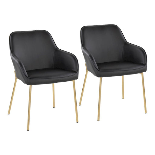 LumiSource Daniella Dining Chair, Set of 2, Gold Steel/Black PU - DC-DNLA2AUBK2