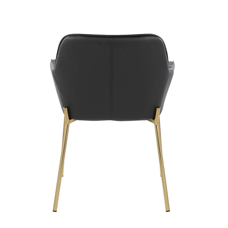 LumiSource Daniella Dining Chair, Set of 2, Gold Steel/Black PU