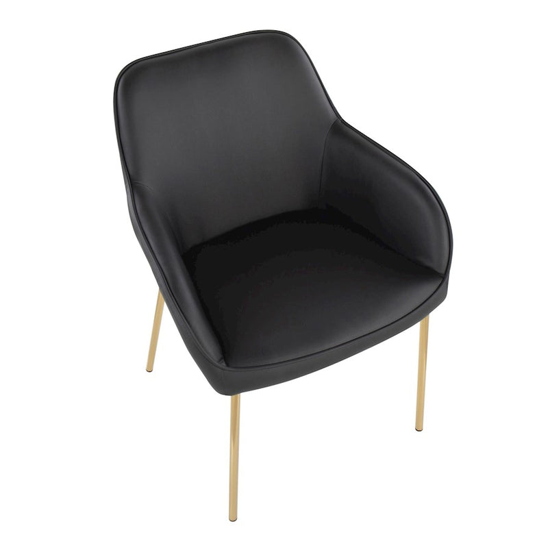 LumiSource Daniella Dining Chair, Set of 2, Gold Steel/Black PU
