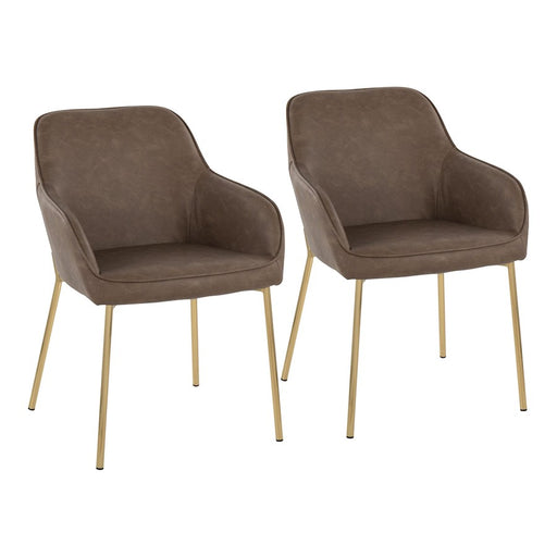 LumiSource Daniella Dining Chair, Set of 2, Gold Steel/Espresso - DC-DNLA2AUE2