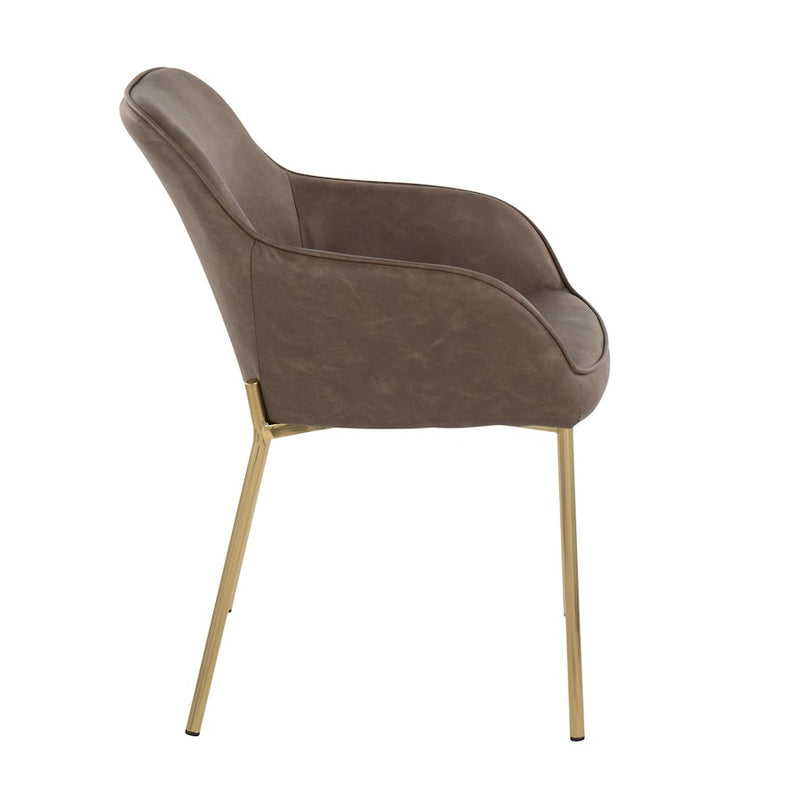 LumiSource Daniella Dining Chair, Set of 2, Gold Steel/Espresso
