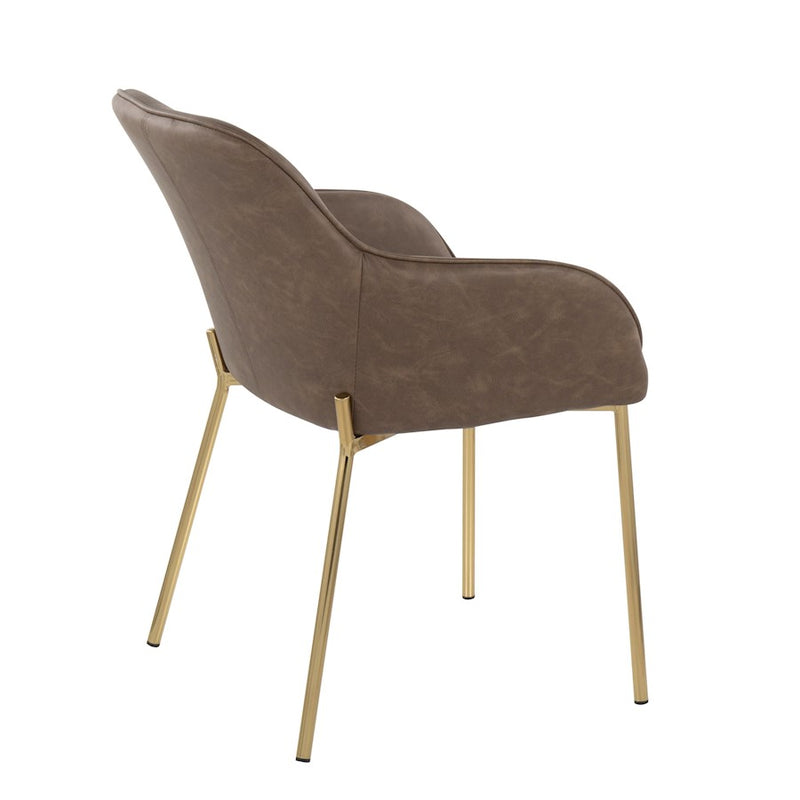 LumiSource Daniella Dining Chair, Set of 2, Gold Steel/Espresso
