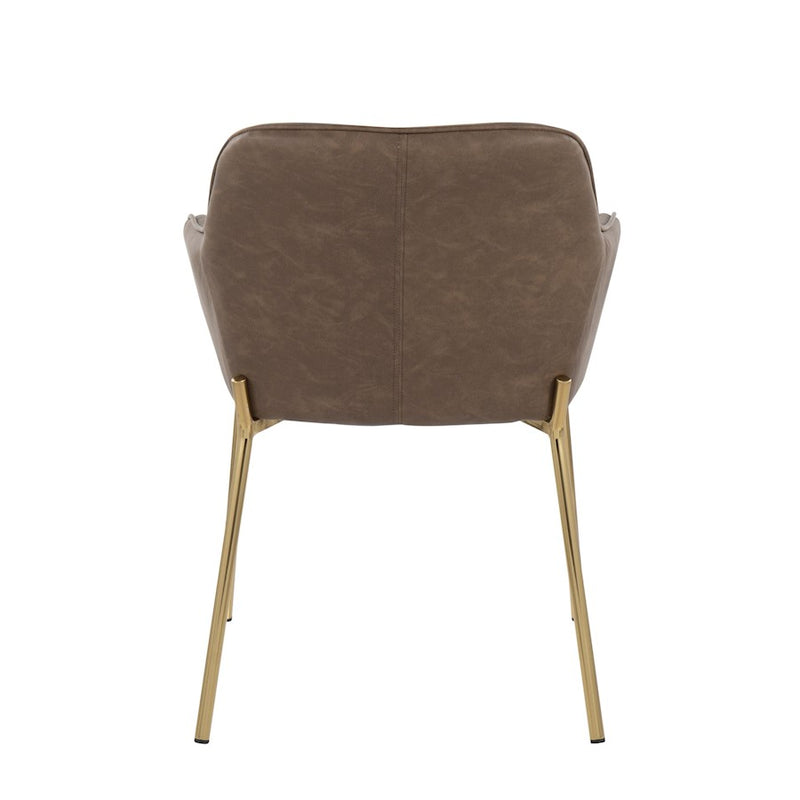 LumiSource Daniella Dining Chair, Set of 2, Gold Steel/Espresso