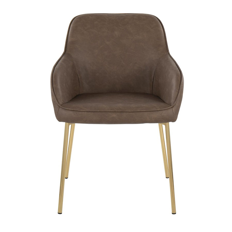 LumiSource Daniella Dining Chair, Set of 2, Gold Steel/Espresso
