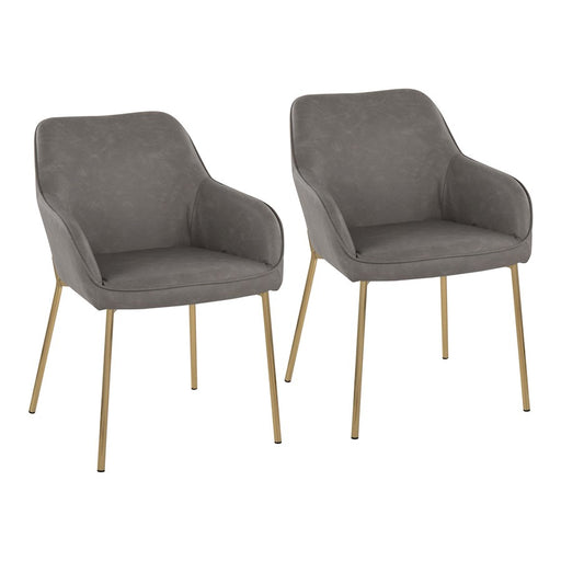 LumiSource Daniella Dining Chair, Set of 2, Gold Steel/Grey PU - DC-DNLA2AUPUGY2
