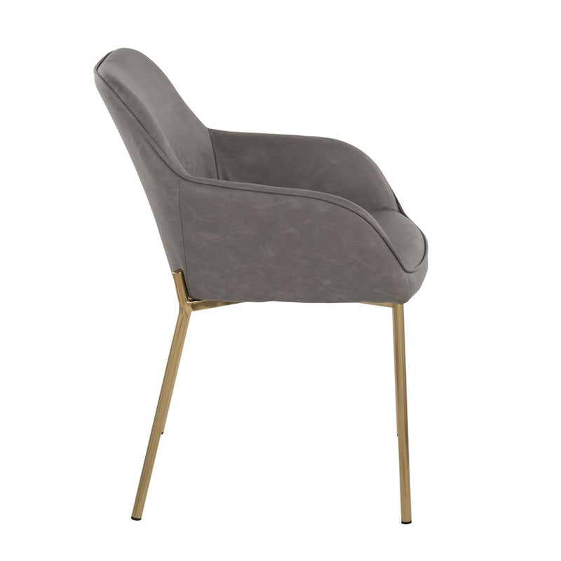 LumiSource Daniella Dining Chair, Set of 2, Gold Steel/Grey PU