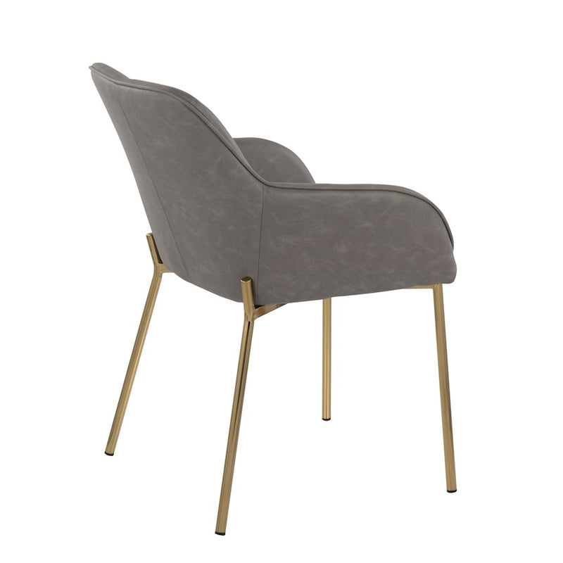 LumiSource Daniella Dining Chair, Set of 2, Gold Steel/Grey PU