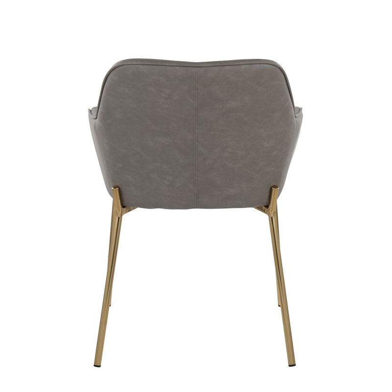 LumiSource Daniella Dining Chair, Set of 2, Gold Steel/Grey PU
