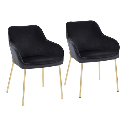 LumiSource Daniella Dining Chair, Set of 2, Gold/Black - DC-DNLA2AUVBK2