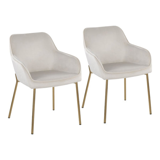 LumiSource Daniella Dining Chair, Set of 2, Gold/Cream - DC-DNLA2AUVCR2